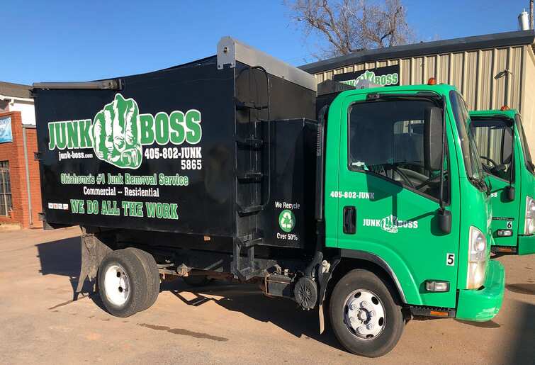 Junk Boss residential junk removal truck ready for service in Oklahoma City, Oklahoma.